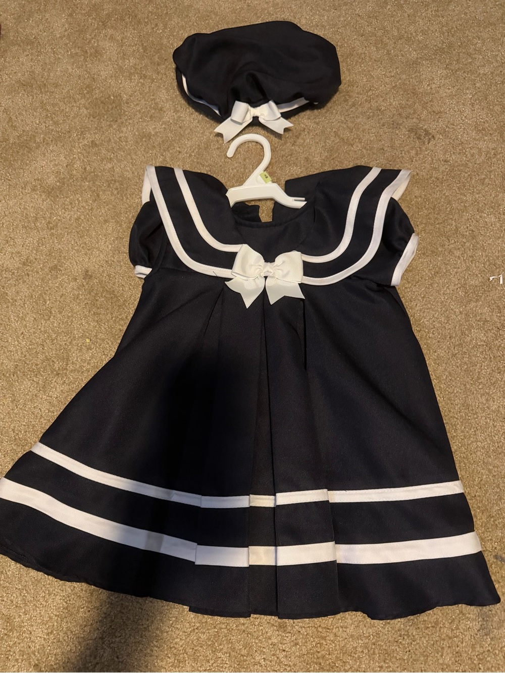 Rare Editions Navy and White Sailor Dress with Black Matching Hat
